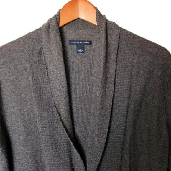 Banana Republic Cardigan Open Front Pockets Brown Lightweight size L Large Ribbe - Picture 3 of 8